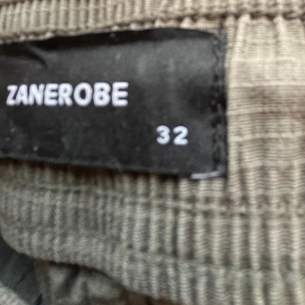 Zanerobe Sureshot Ripstop Drop Crotch Shorts Mens 32 Taupe Grey Elastic Waist